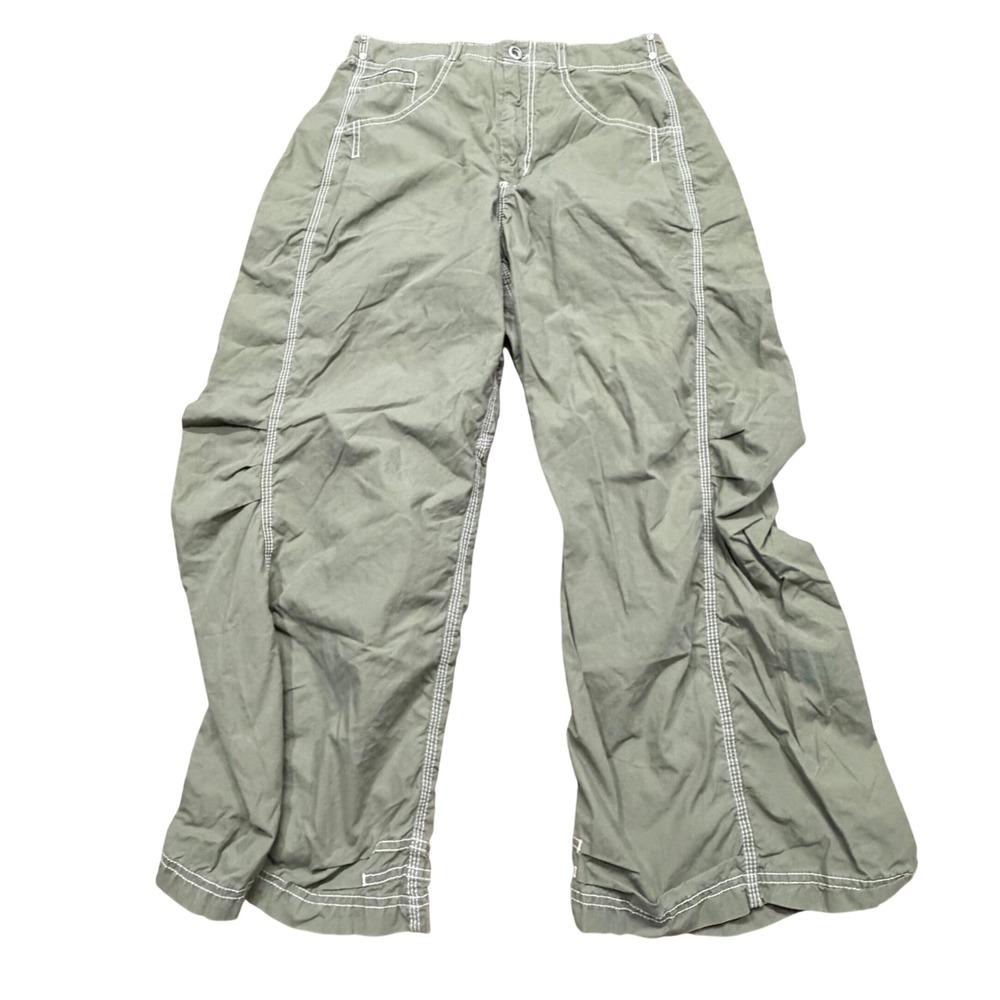 Pilcro and the Letterpress Olive Green Cargo Pants Contrast Stitch Wide Leg 27‎